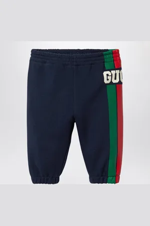 Gucci Pantalone jogging blu con stampa logo