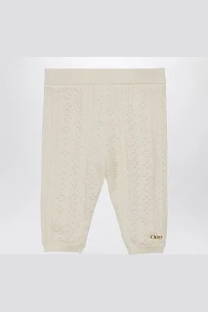 Chloé Legging ricamato avorio in cotone e lana