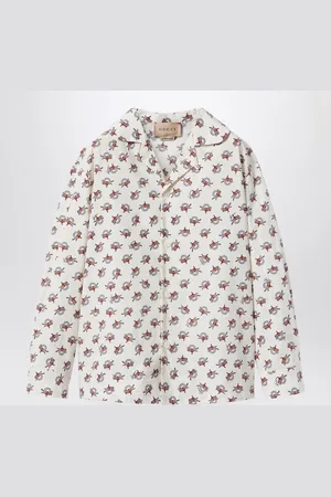 Gucci Camicia bianca in cotone con stampa equestre