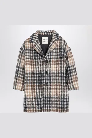 DOUUOD Cappotto a quadri color nocciola