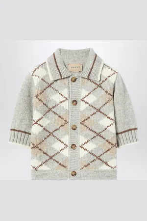 Gucci Cardigan con intarsio a rombi grigio/