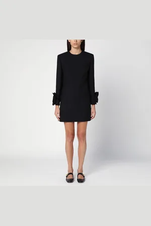 VALENTINO Mini abito nero con applicazione rose