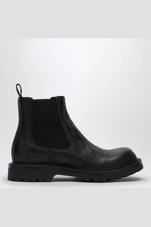 Gucci Stivaletto nero in pelle con dettaglio Web
