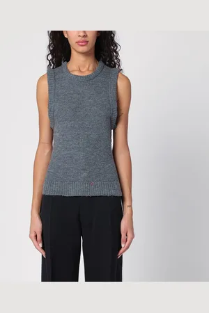 Maison Margiela Top smanicato in maglia grigio