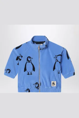 Mini Rodini Felpa con zip blu con pinguini