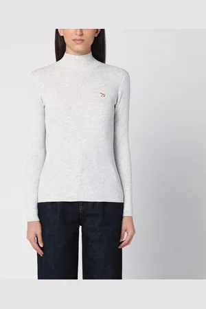 Maison Kitsuné Dolcevita grigia chiara in lana e cotone