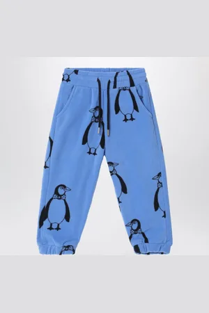 Mini Rodini Pantalone jogging blu con pinguini