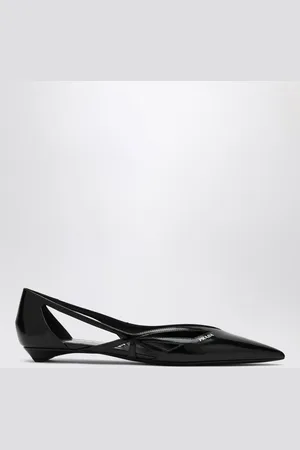 Prada Ballerina cut out nera in pelle spazzolata