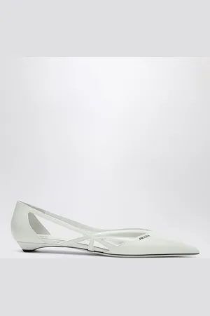 Prada Ballerina cut out bianca in pelle spazzolata