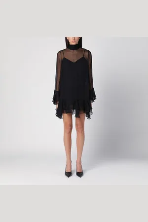 VALENTINO Abito semi trasparente nero in seta