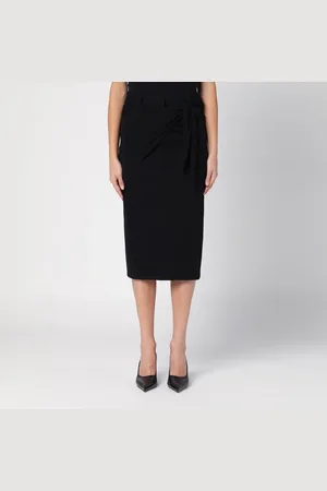 Courrèges Gonna midi nera con drappeggio