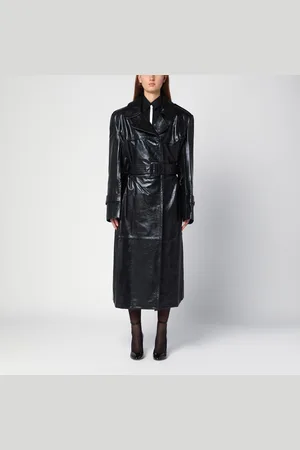 Sportmax Trench nero in nappa semi lucido