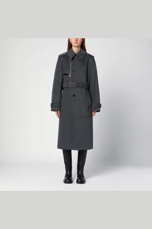 Burberry Trench lungo color cenere in cotone e nylon