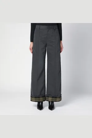 Burberry Pantalone color cenere con risvolto