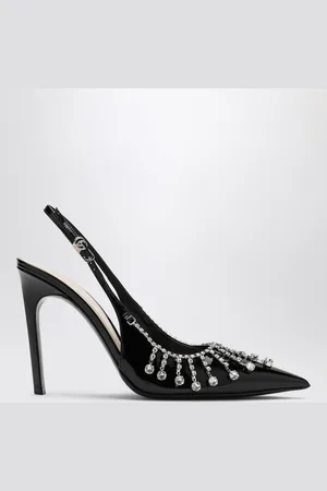 Gucci Décolleté con catena di cristalli nero in vernice