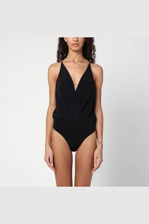 ANINE BING Body nero incrociato in tessuto stretch