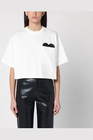 Bottega Veneta T-shirt a manica corta crop bianca con cuore