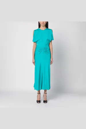 Victoria Beckham Vestito midi color Peacock con arricciatura
