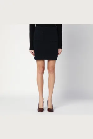 Bottega Veneta Mini gonna blu navy in misto lana bouclé