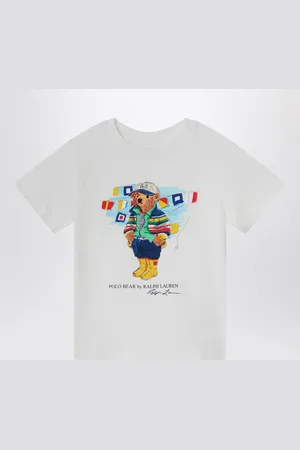 Ralph Lauren T-shirt Polo Bear bianca in cotone
