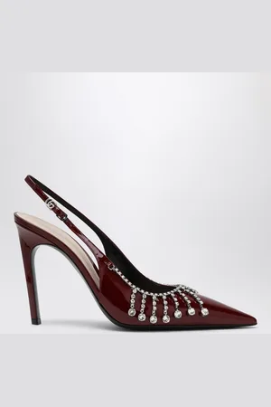 Gucci Décolleté con catena di cristalli bordeaux in vernice