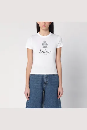 Frame T-shirt bianca in cotone con logo