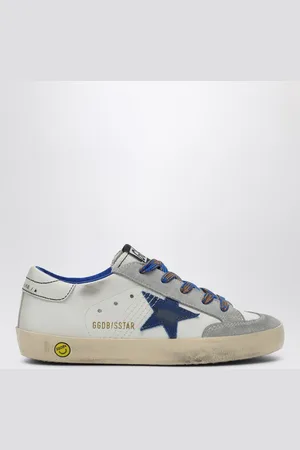 Golden Goose Sneaker Super-Star in pelle blu e suede ghiaccio