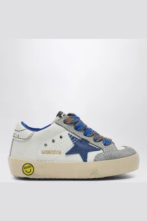 Golden Goose Sneaker Super-Star in pelle blu e suede ghiaccio