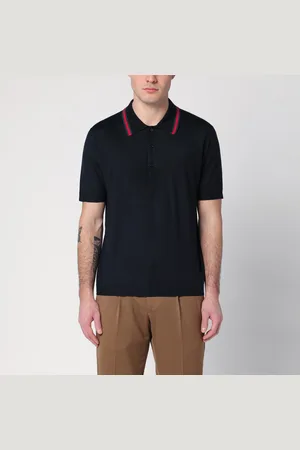 Gucci Polo blu scura con motivo Web