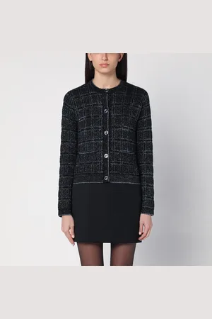 Gucci Cardigan nero/argento in lana e lamé a quadri