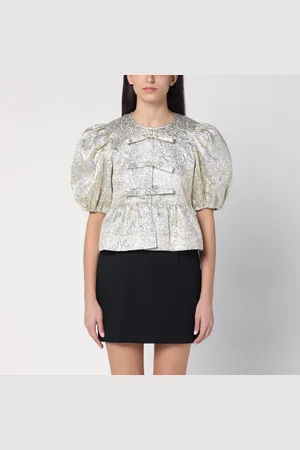 Ganni Blusa oro/argento con fiocchi
