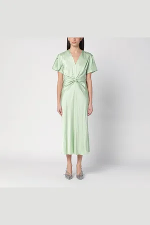 Victoria Beckham Abito midi arricciato verde giada