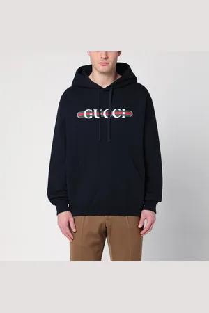Gucci Felpa blu navy con stampa logo