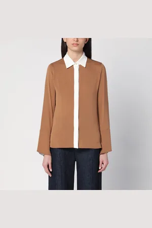Max Mara Camicia cammello in seta color-block