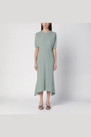 Victoria Beckham Abito midi grigio verde in misto lana