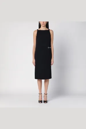 Gucci Abito nero in sablé di viscosa con morsetto
