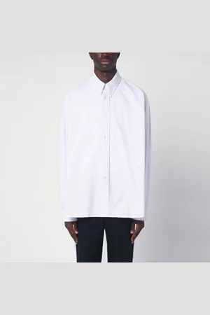 STUDIO NICHOLSON Camicia button-down bianca/lilla in cotone