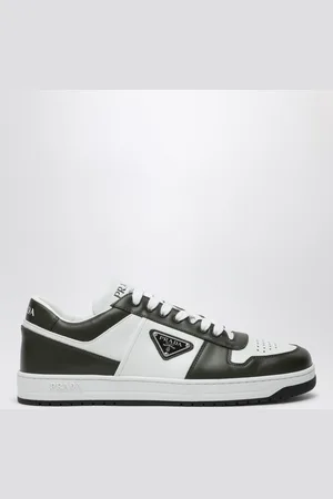 Prada Sneaker Downtown bianca/verde militare in pelle