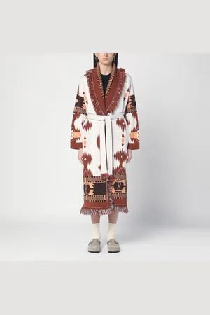 Alanui Cardigan lungo Icon Jacquard bianco/marrone