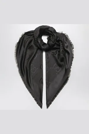 Gucci Foulard sfrangiato in GG jacquard nero