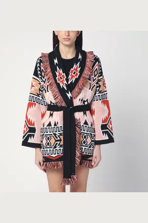 Alanui Cardigan Geometric Roots pesca/nero