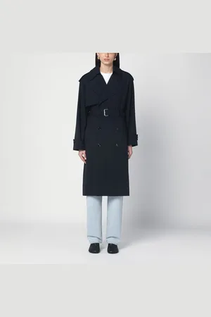 Bottega Veneta Trench blu in lana sottile