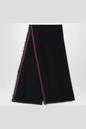 Gucci Stola nera in seta e cotone con motivo GG