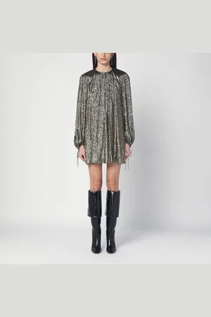 Chloé Mini abito nero/oro in misto lamé
