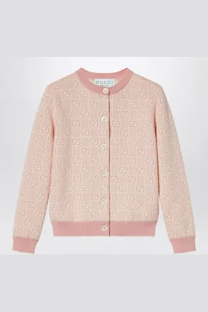 Gucci Cardigan GG jacquard rosa/bianco