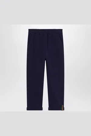 Gucci Pantalone blu scuro con dettaglio Web