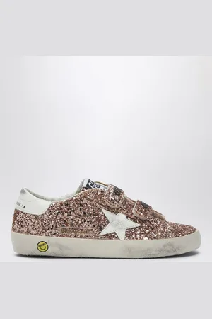 Golden Goose Sneaker bassa Old School in glitter pesca/bianca