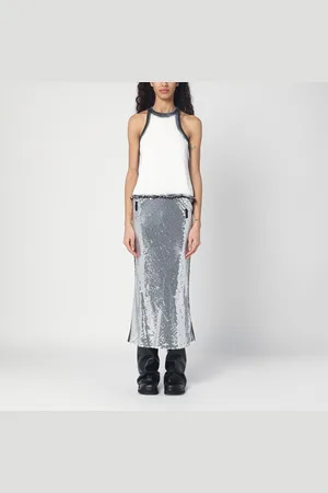The Attico Abito midi bianco/argento con paillettes