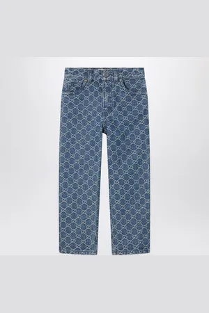 Gucci Jeans con motivo GG jacquard blu/avorio
