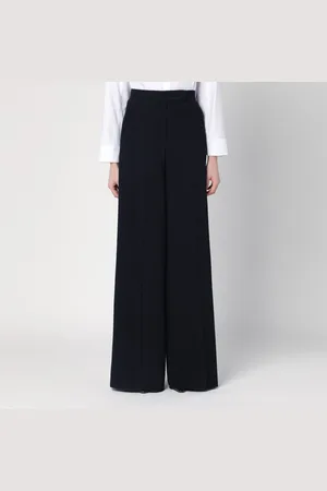 Max Mara Pantalone ampio blu marino in lana